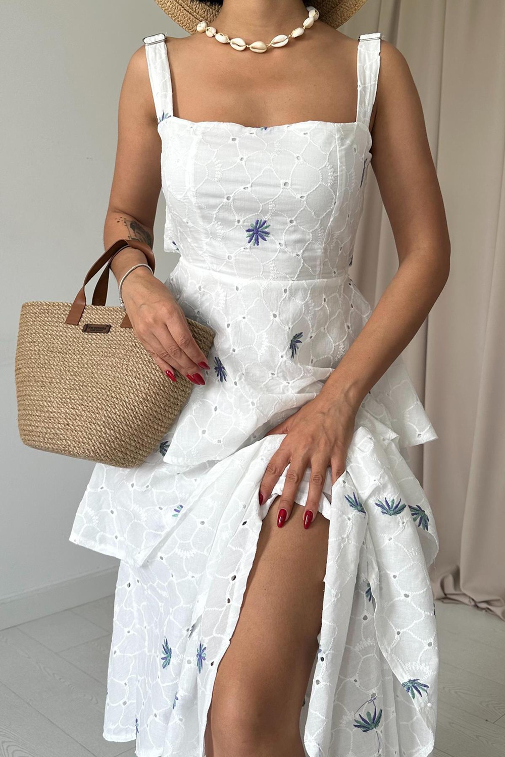 Wholesale White-Lilac Back-Tie Layered Dress