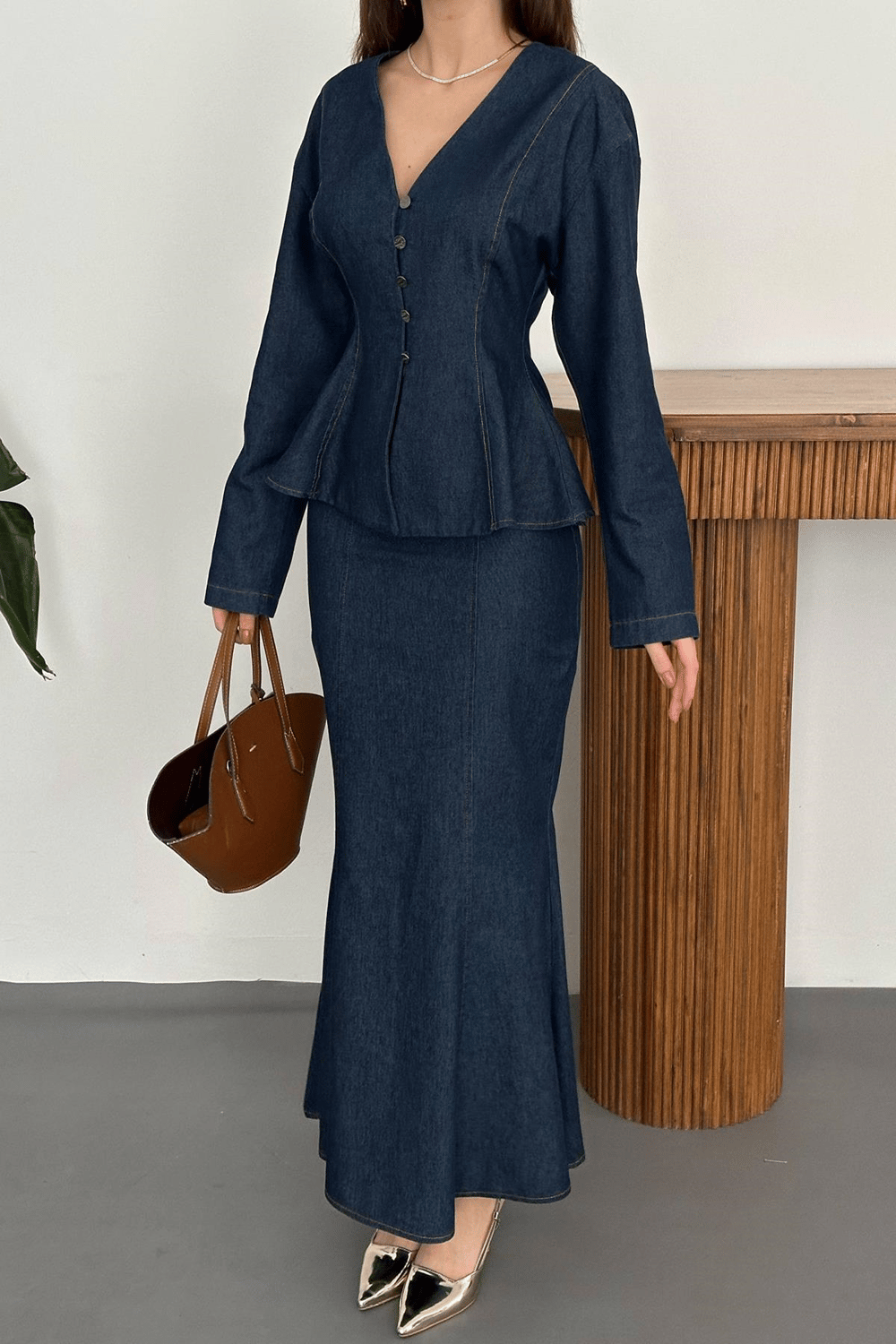 Wholesale Navy Raw Denim Set