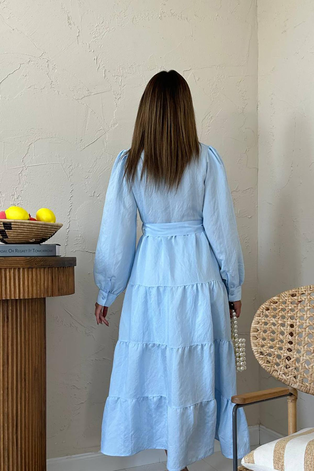 Wholesale Light Blue Striped Dress with Matching Belt