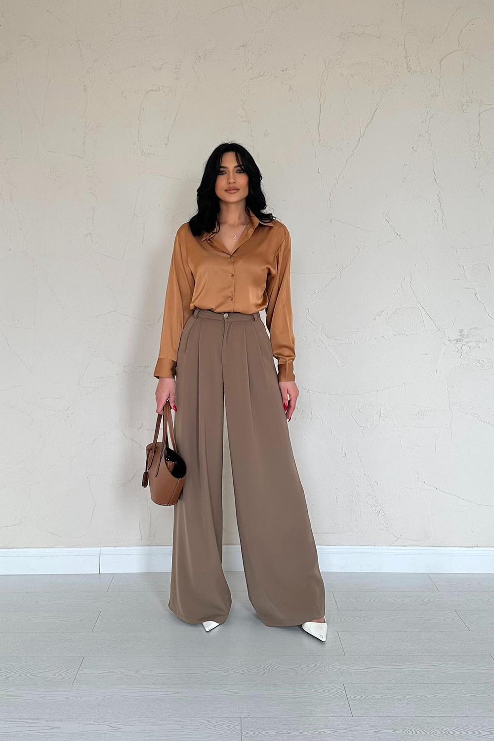 Wholesale Mocha Loose-Fit Pants