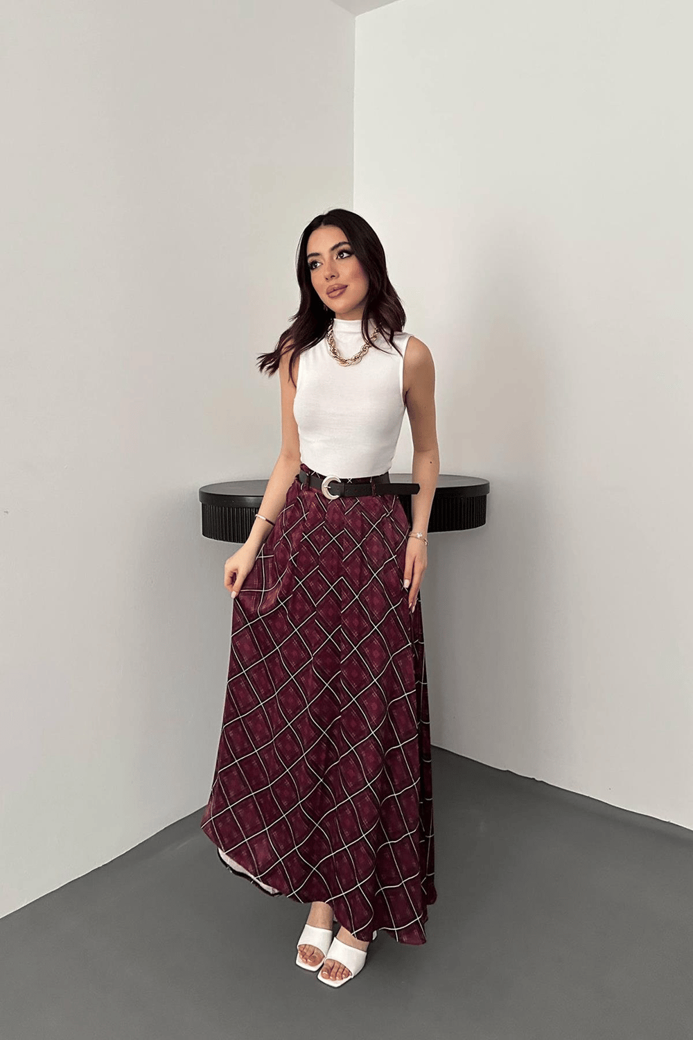 Wholesale Plum Plaid Skirt