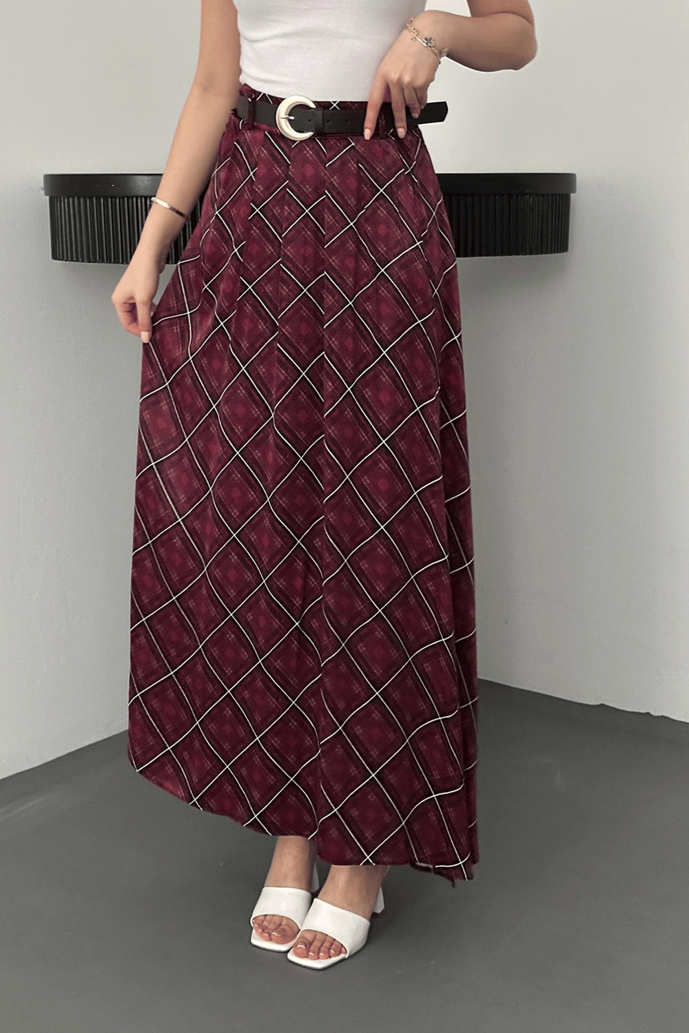 Wholesale Plum Plaid Skirt