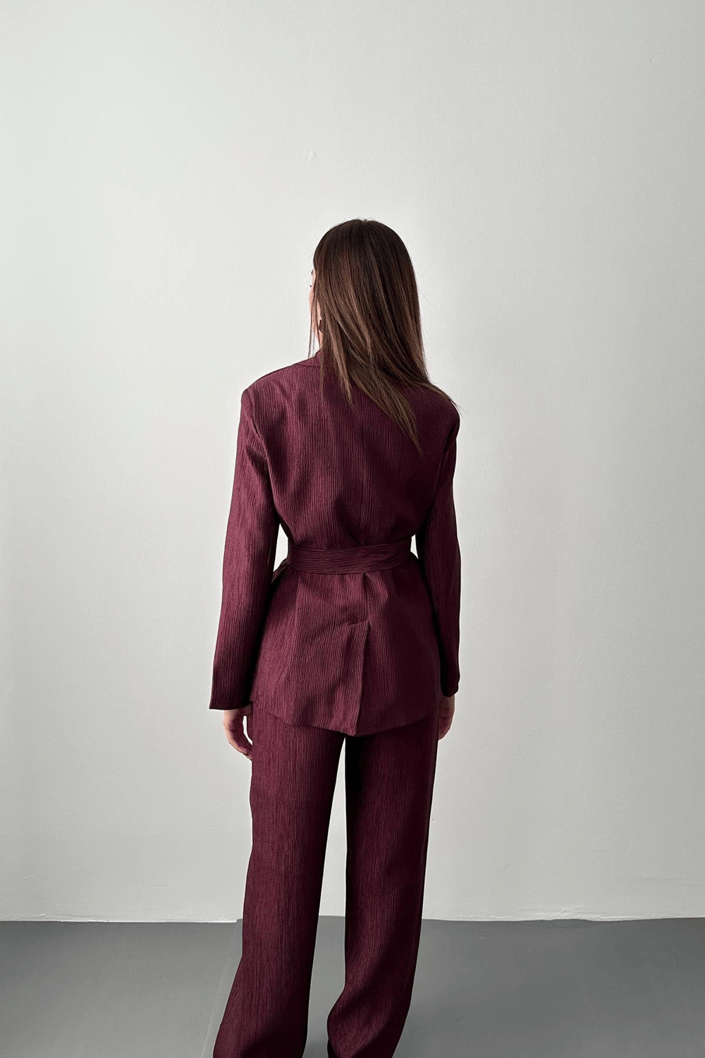 Wholesale Plum Sparkly Suit with Matching Belt