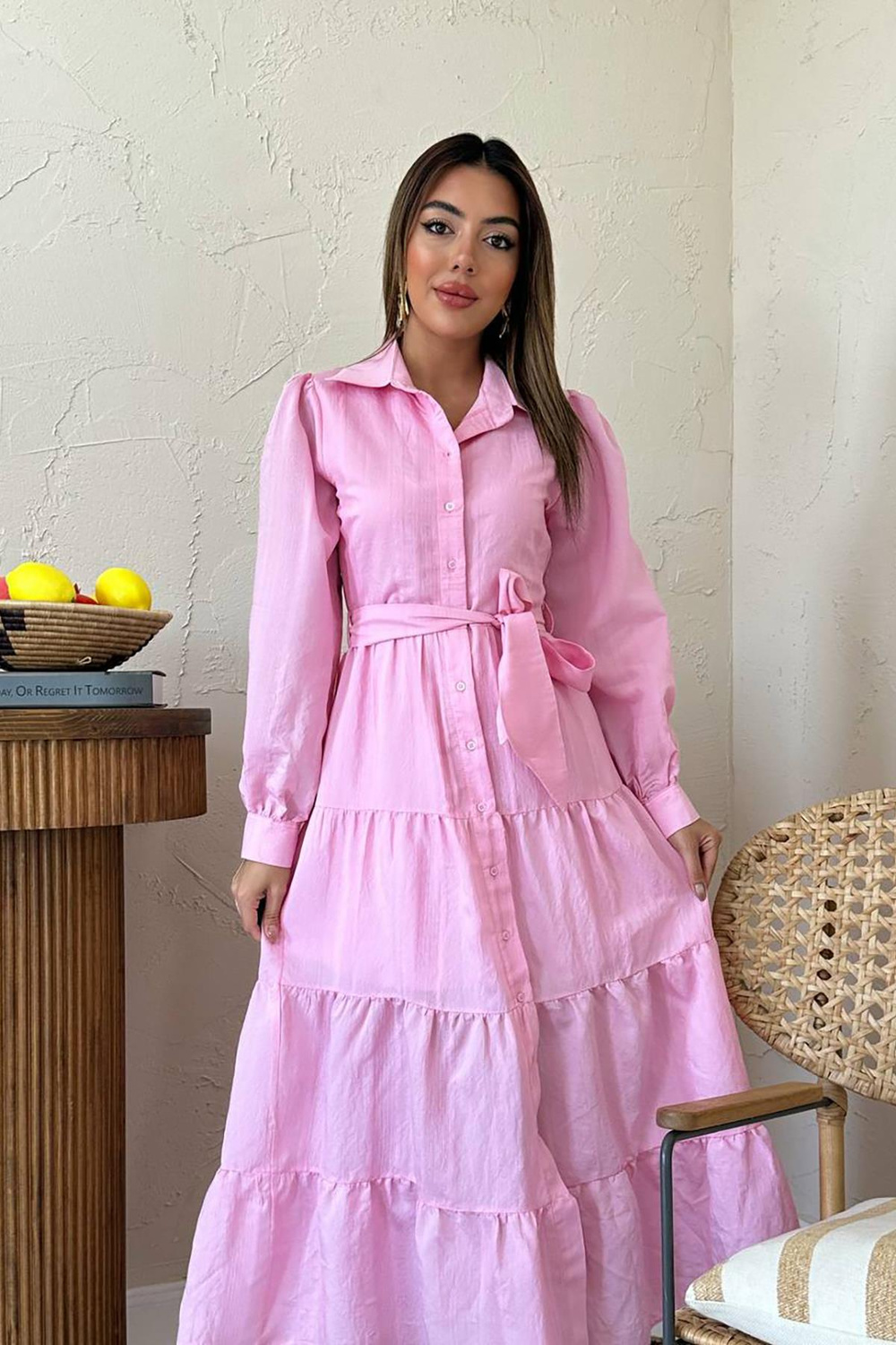 Wholesale Pink Striped Dress with Matching Belt