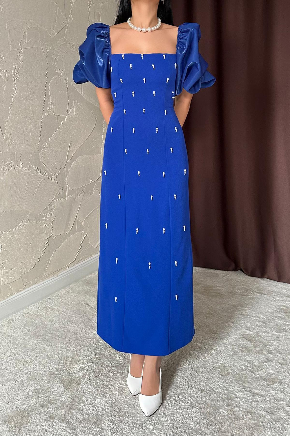 Wholesale Sax Blue Embellished Dress