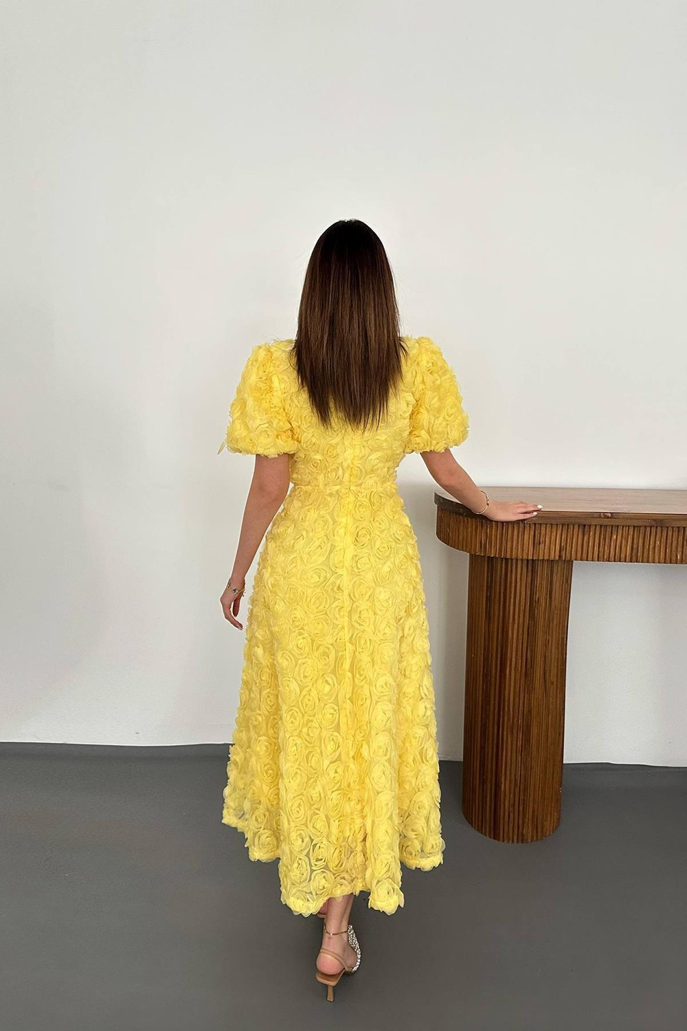 Wholesale Yellow Dress with Rose Draping