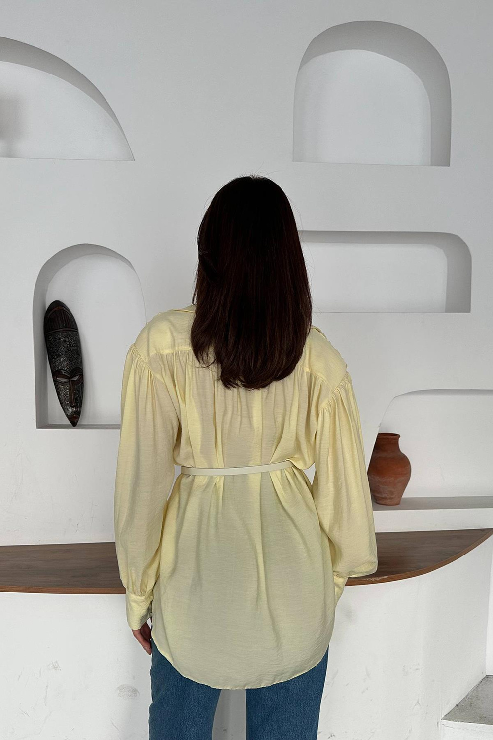 Wholesale Yellow Modal Shirt with Belt