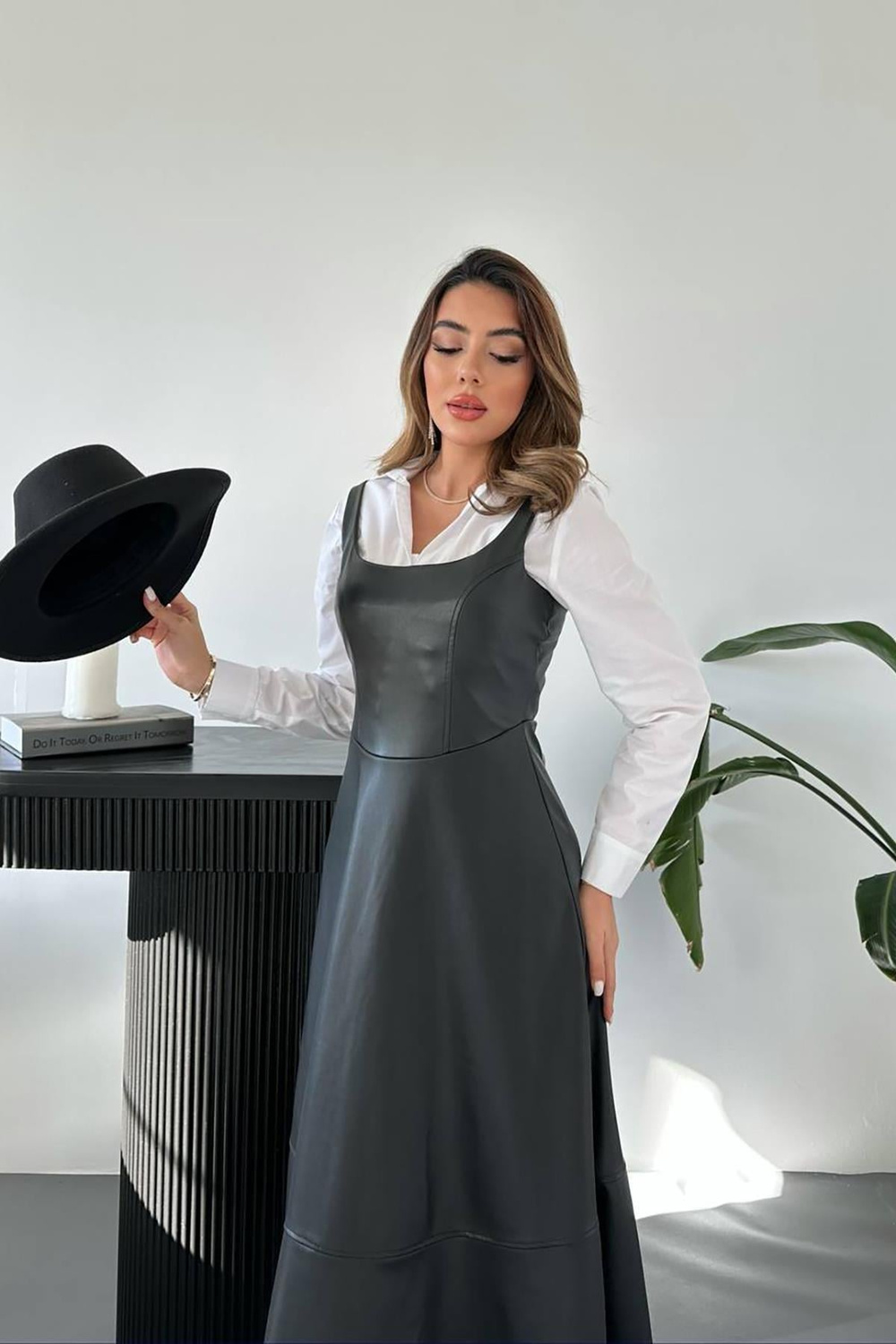 Wholesale Black Strappy Leather Dress