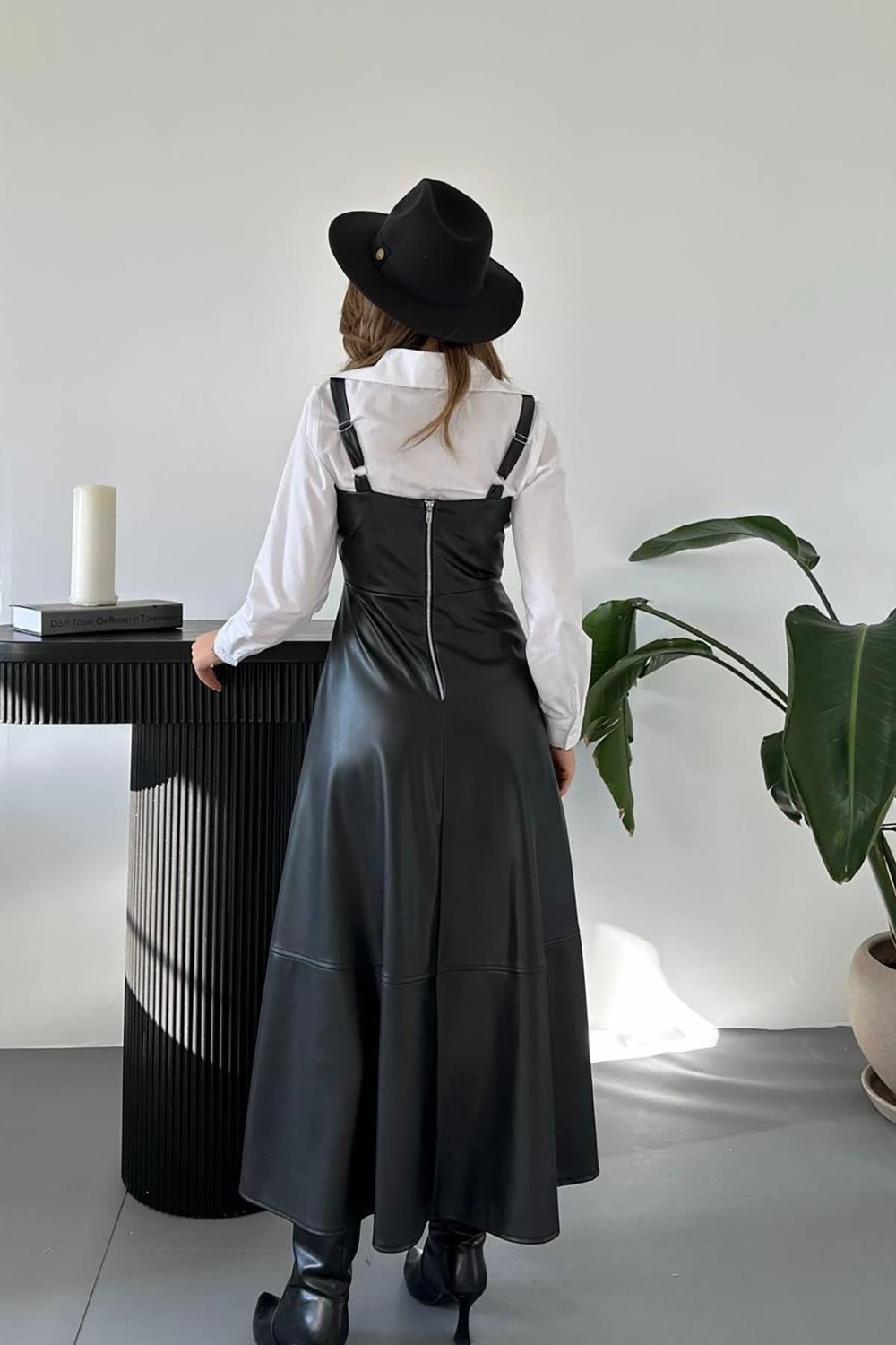 Wholesale Black Strappy Leather Dress