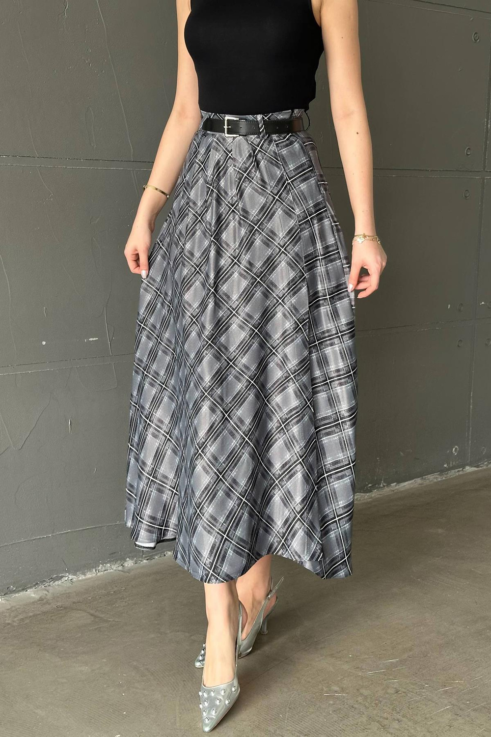 Wholesale Black Plaid Skirt