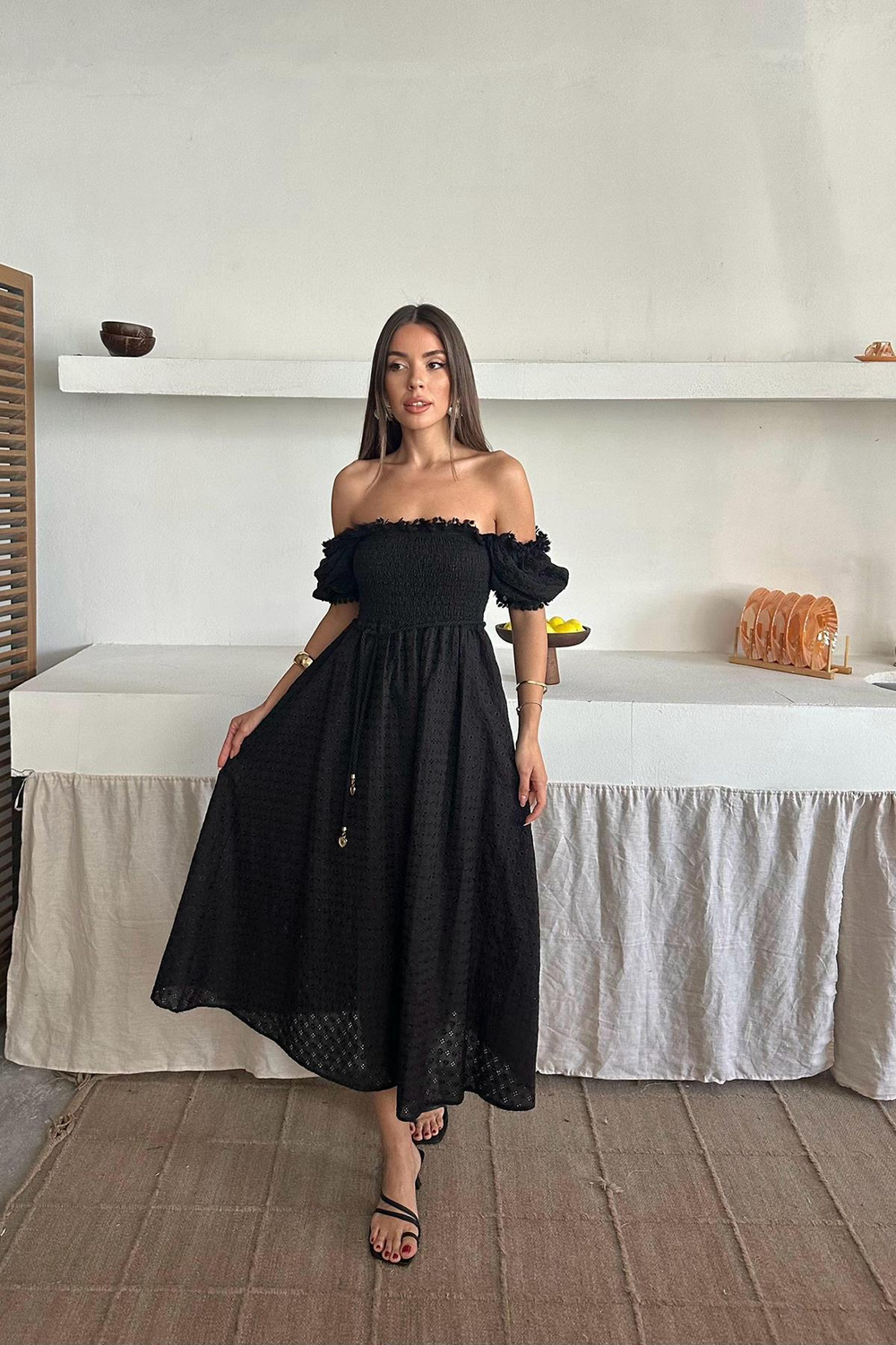 Wholesale Black Guipure Embroidery Dress