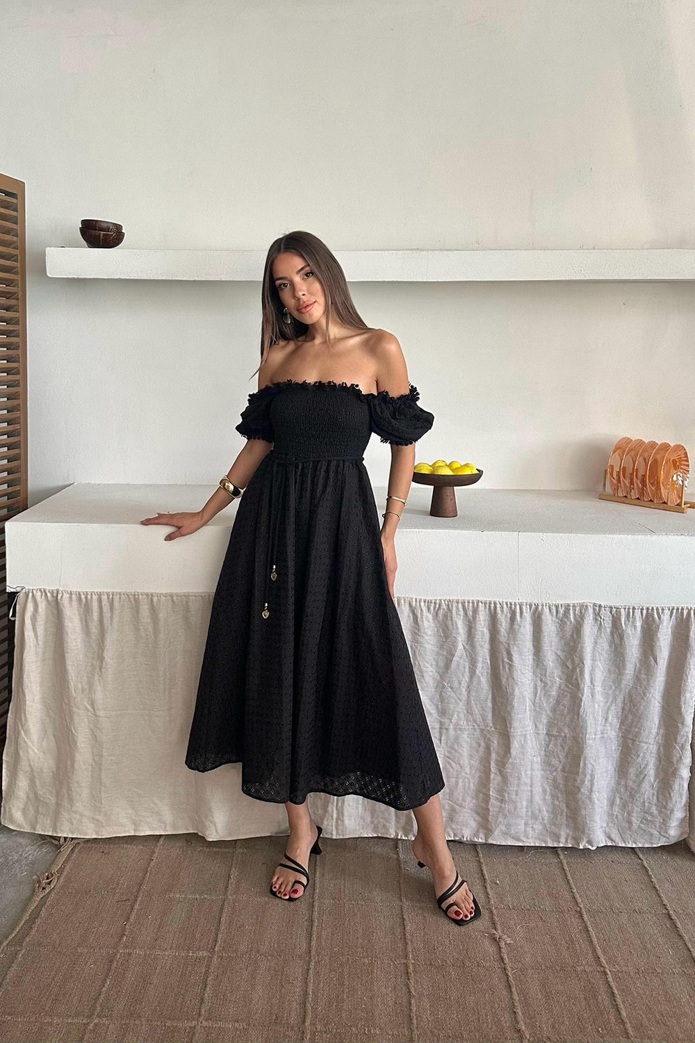 Wholesale Black Guipure Embroidery Dress