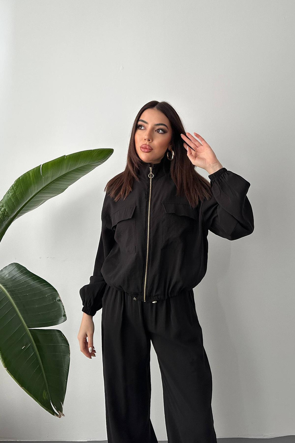 Wholesale Black Modal Fabric Two-Piece Set