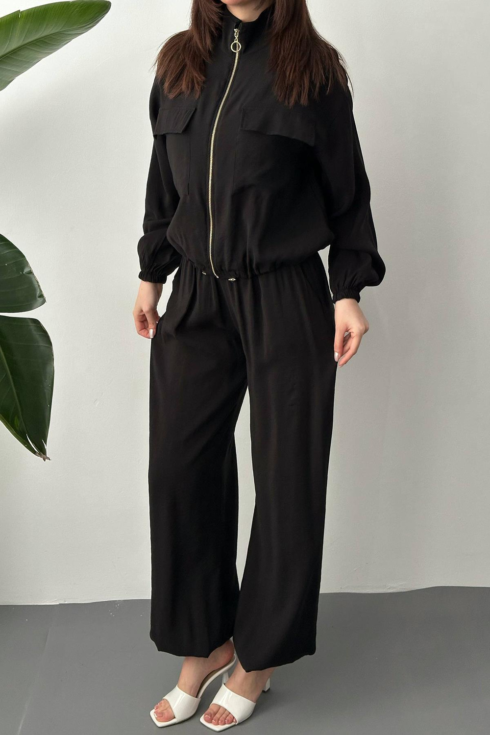 Wholesale Black Modal Fabric Two-Piece Set