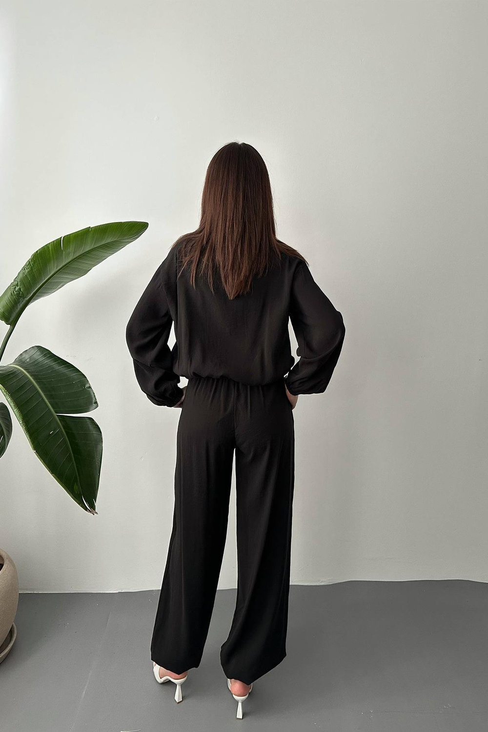 Wholesale Black Modal Fabric Two-Piece Set