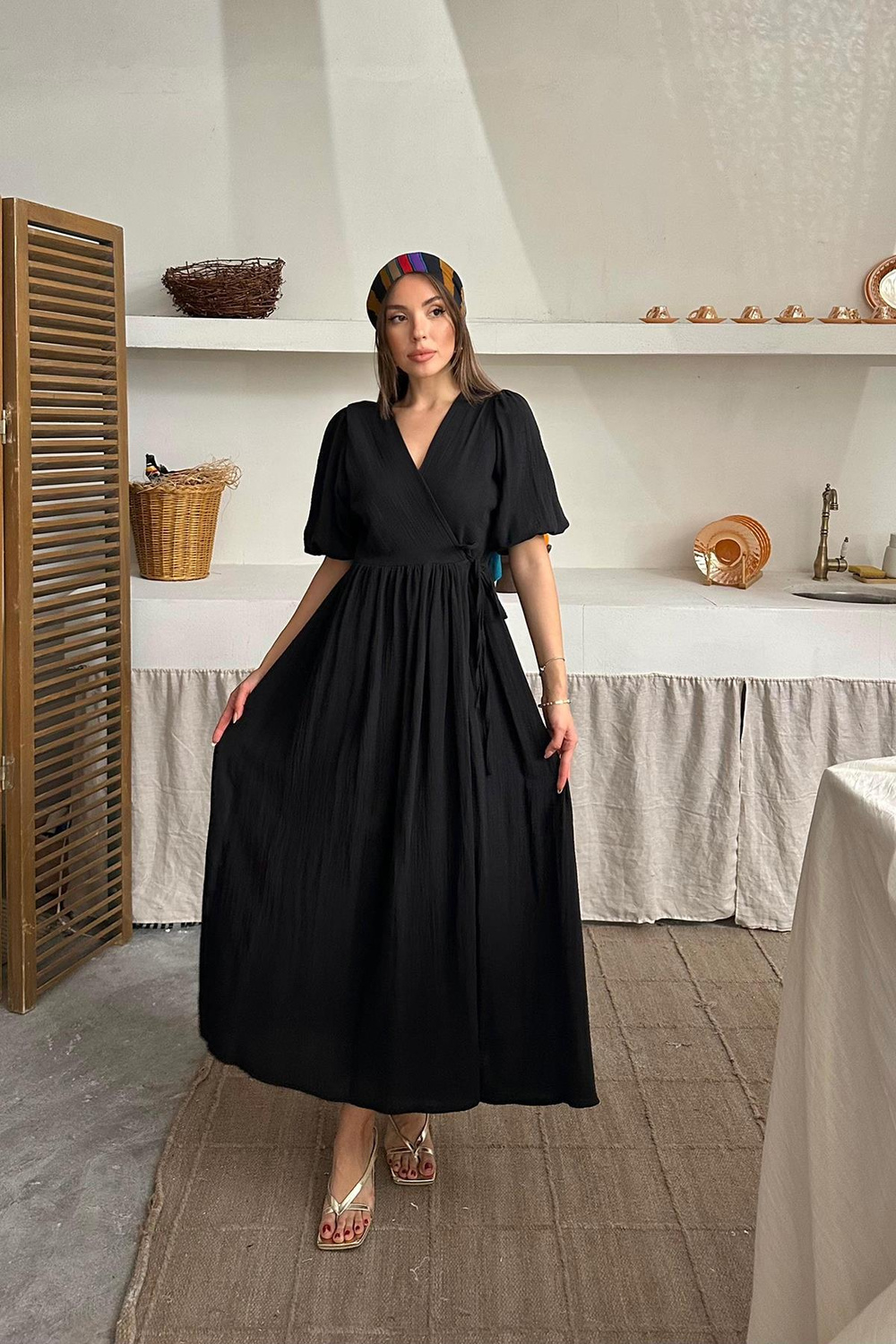 Wholesale Black Muslin Long Dress