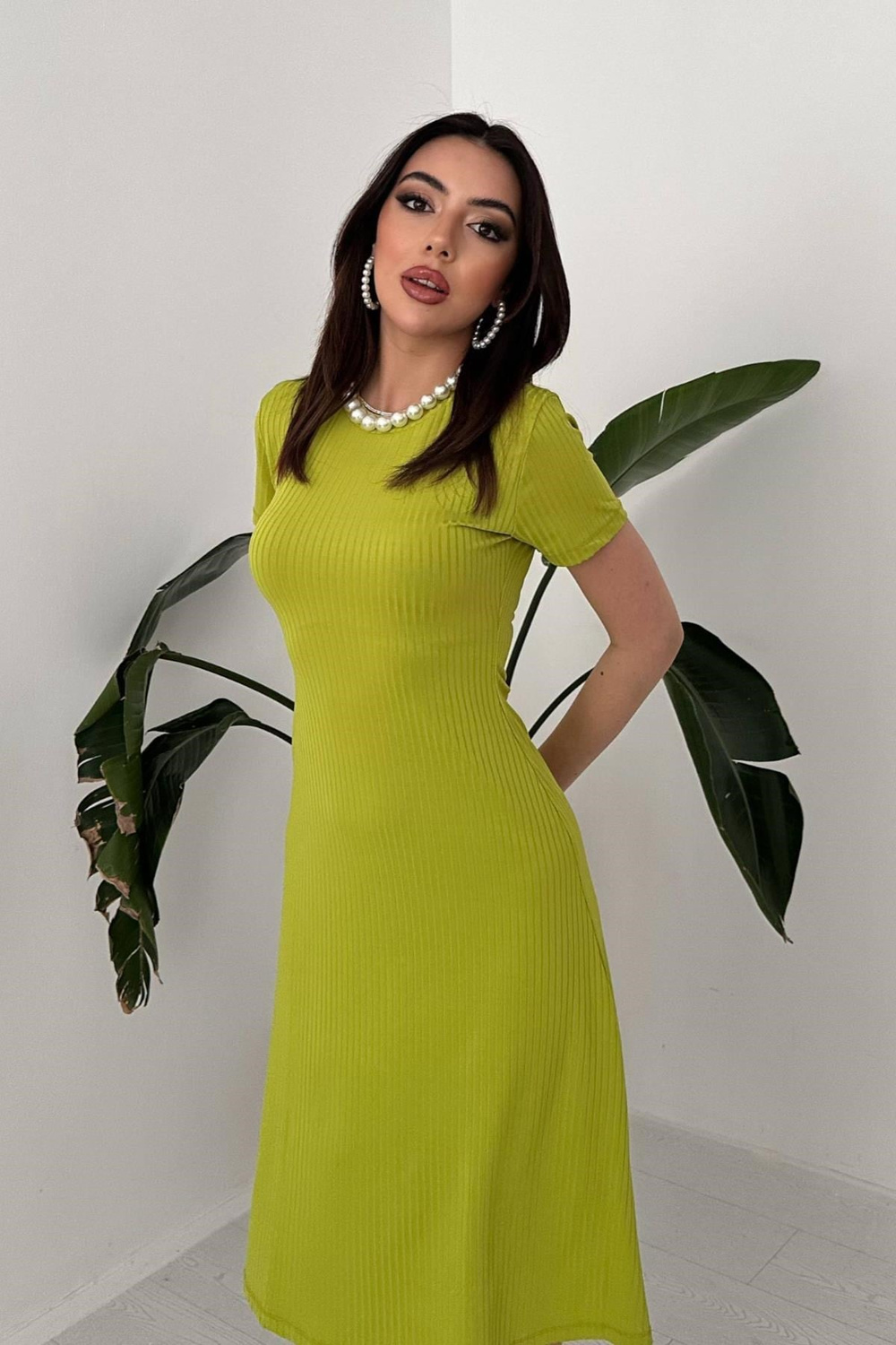 Wholesale Basic Wick Midi Dress - Green