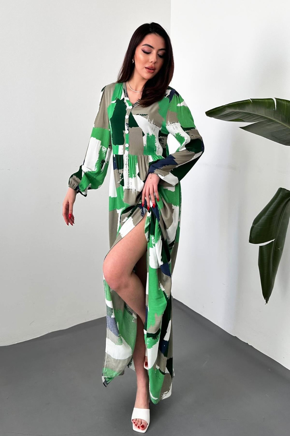 Wholesale Green Patterned Dress