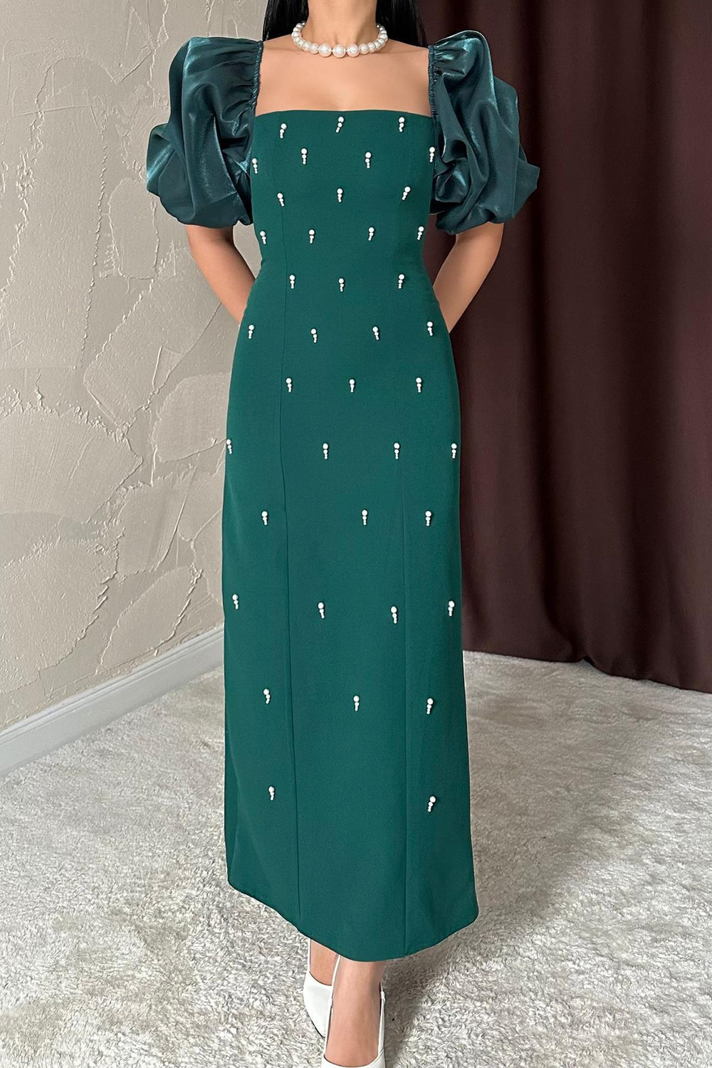Wholesale Emerald Green Embellished Dress