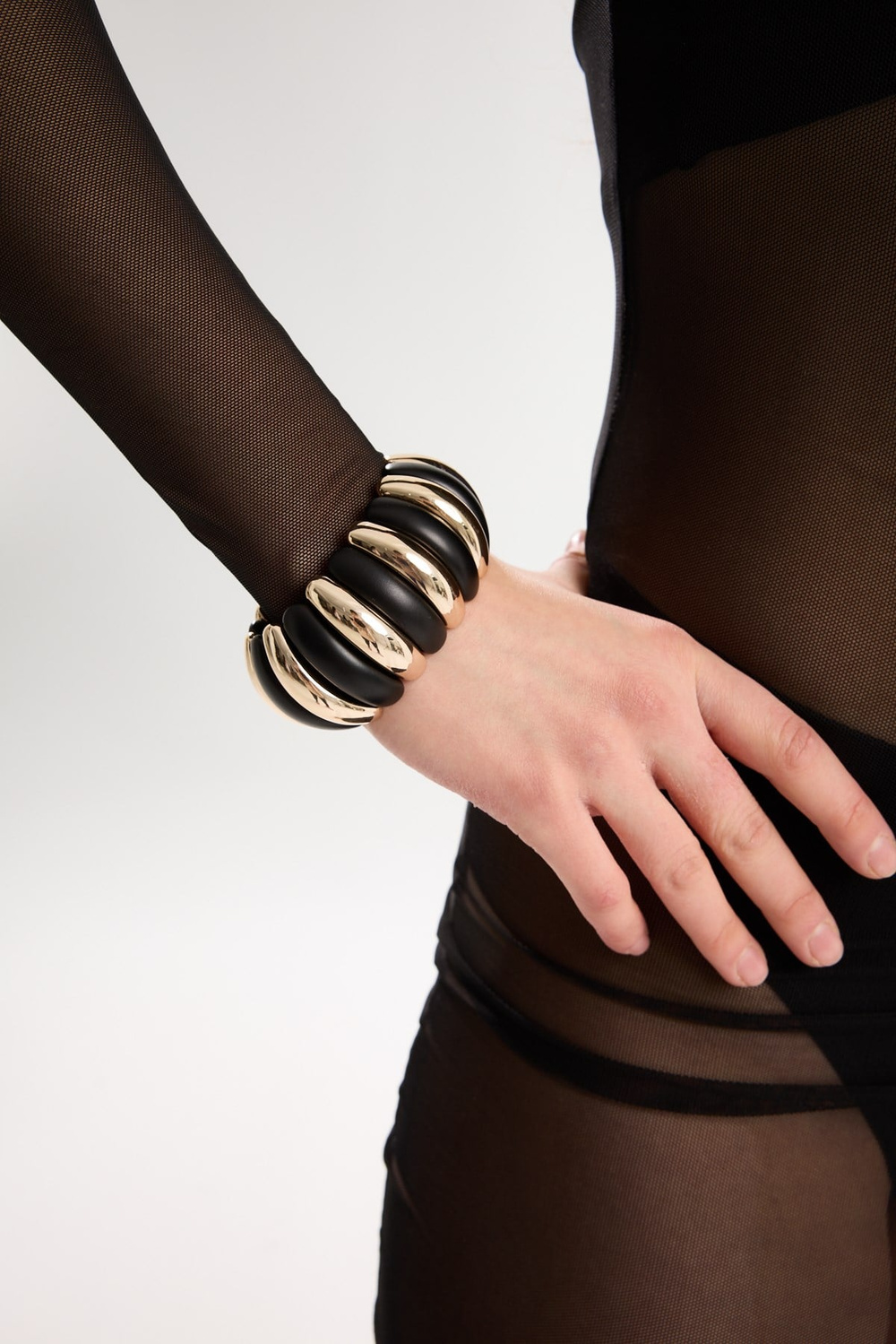 Gold-Black Chunky Bangle