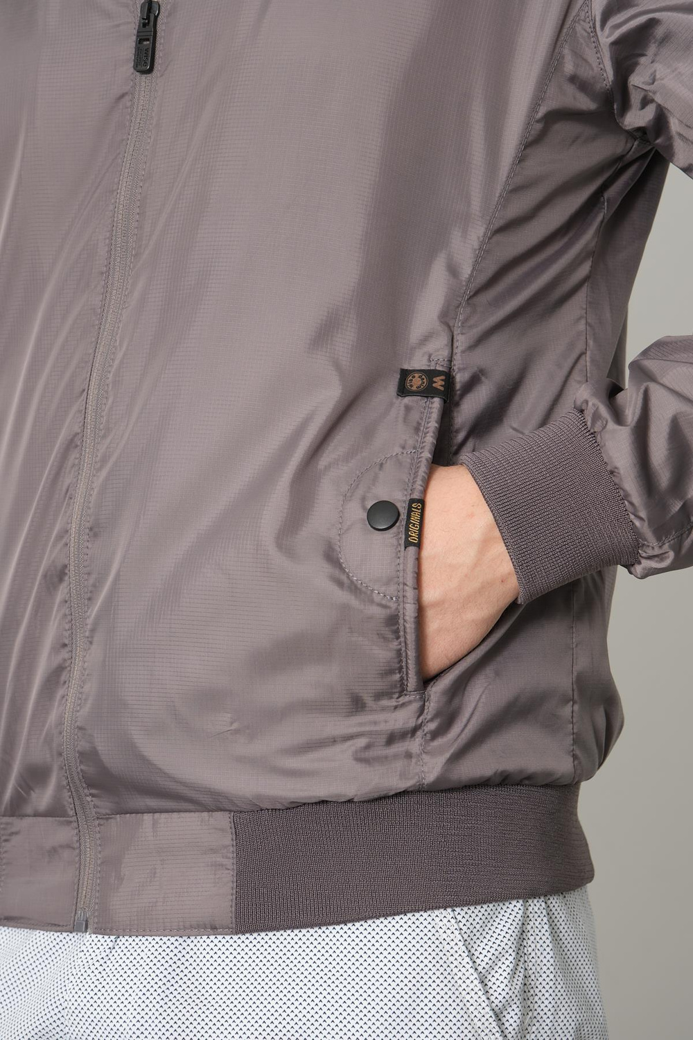 Wholesale Khaki Pilot Collar Jersey Lined Spring Jacket