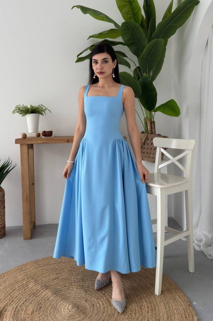 Heldi Pleated Dress - Baby Blue