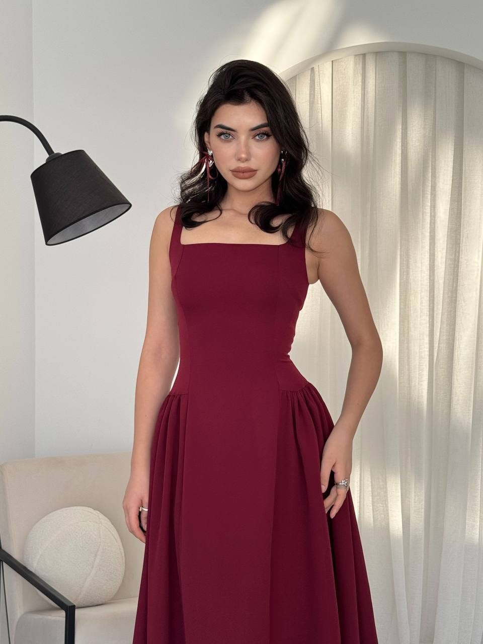 Heldi Pleated Dress - Burgundy