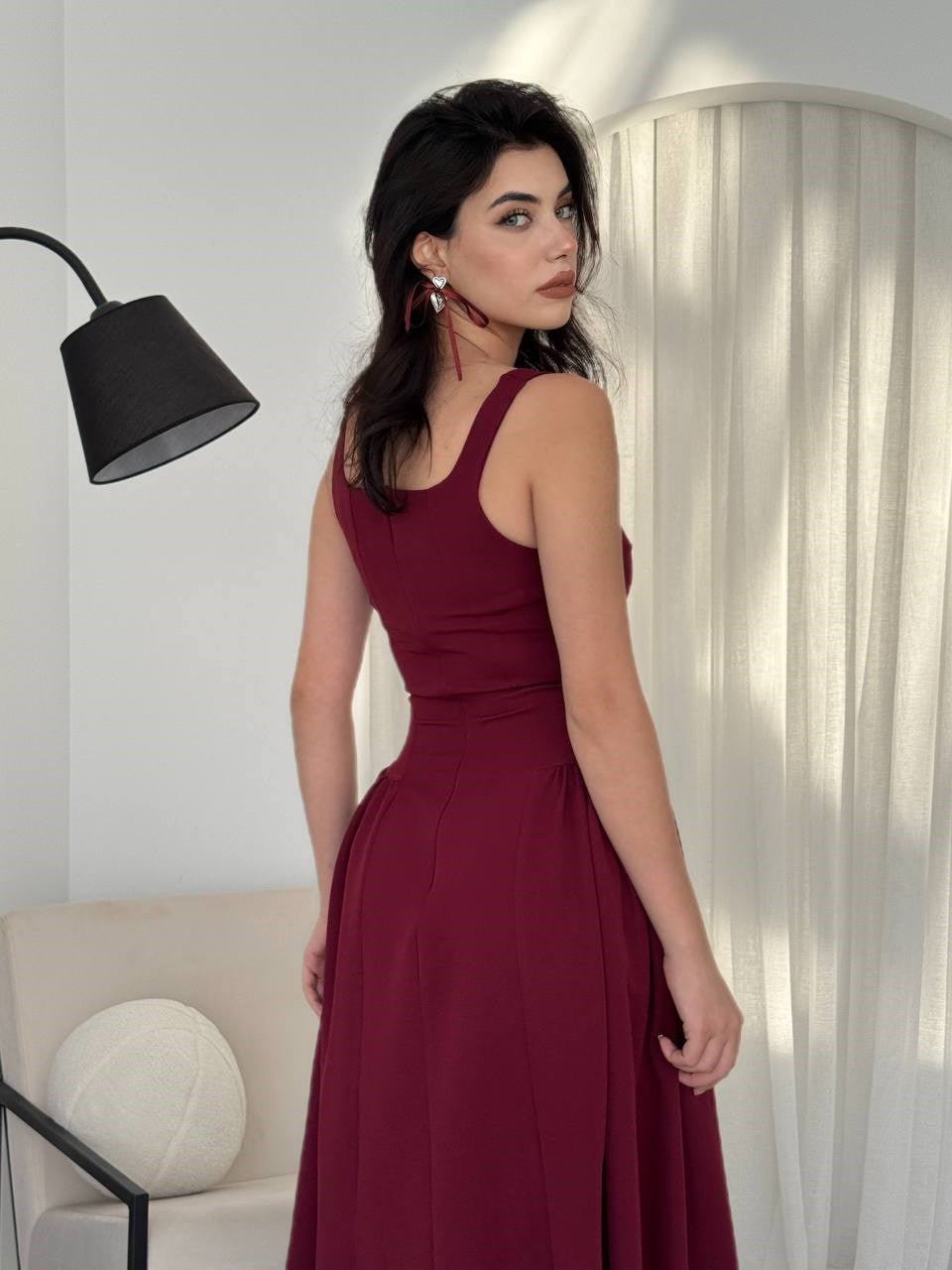 Heldi Pleated Dress - Burgundy