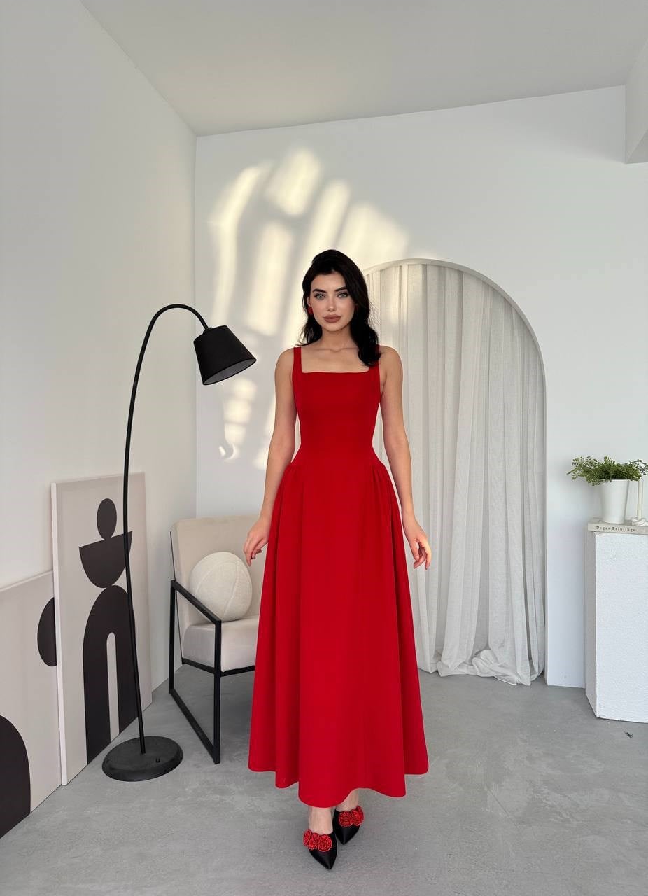 Heldi Pleated Dress - Red