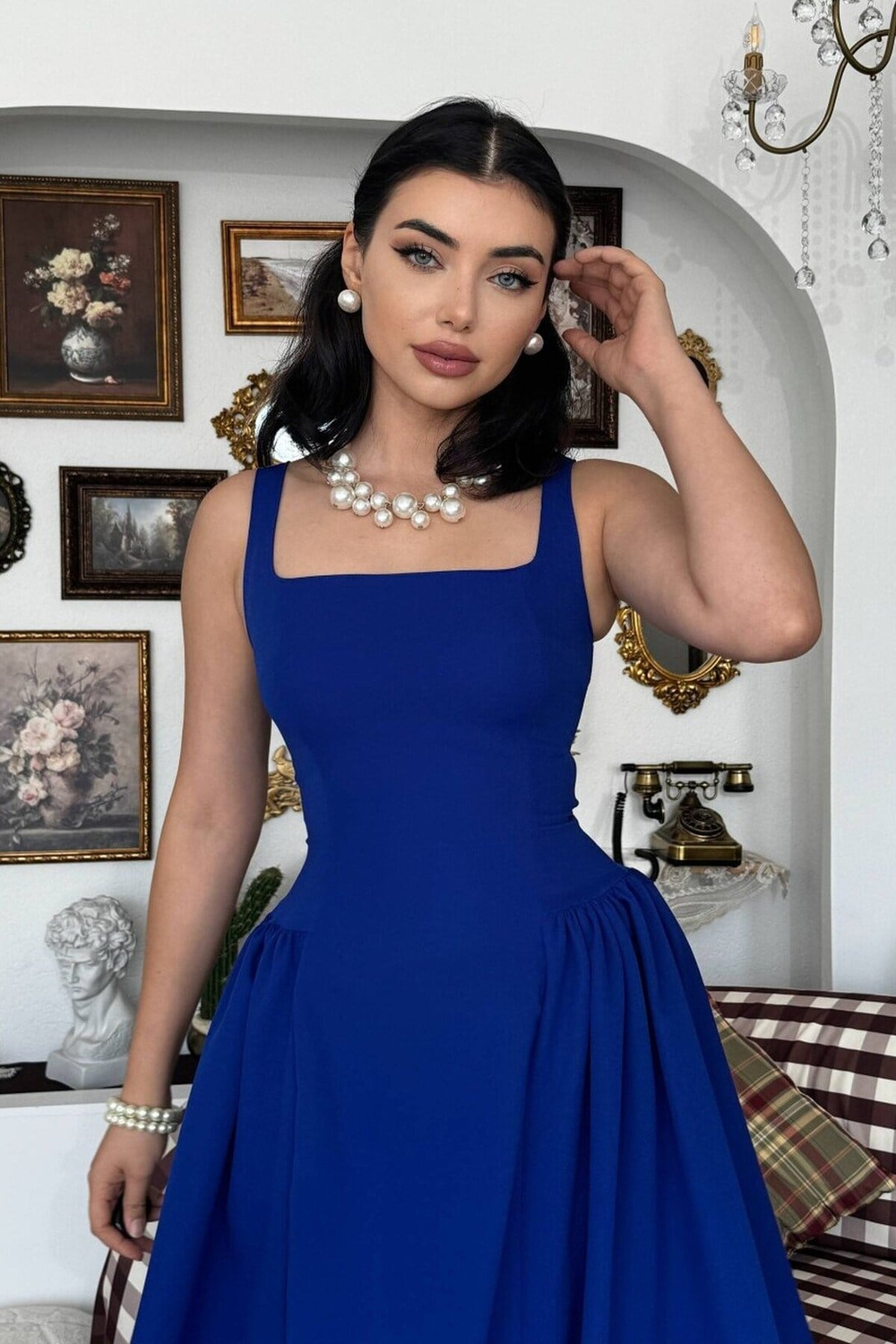 Heldi Pleated Dress - Sax Blue