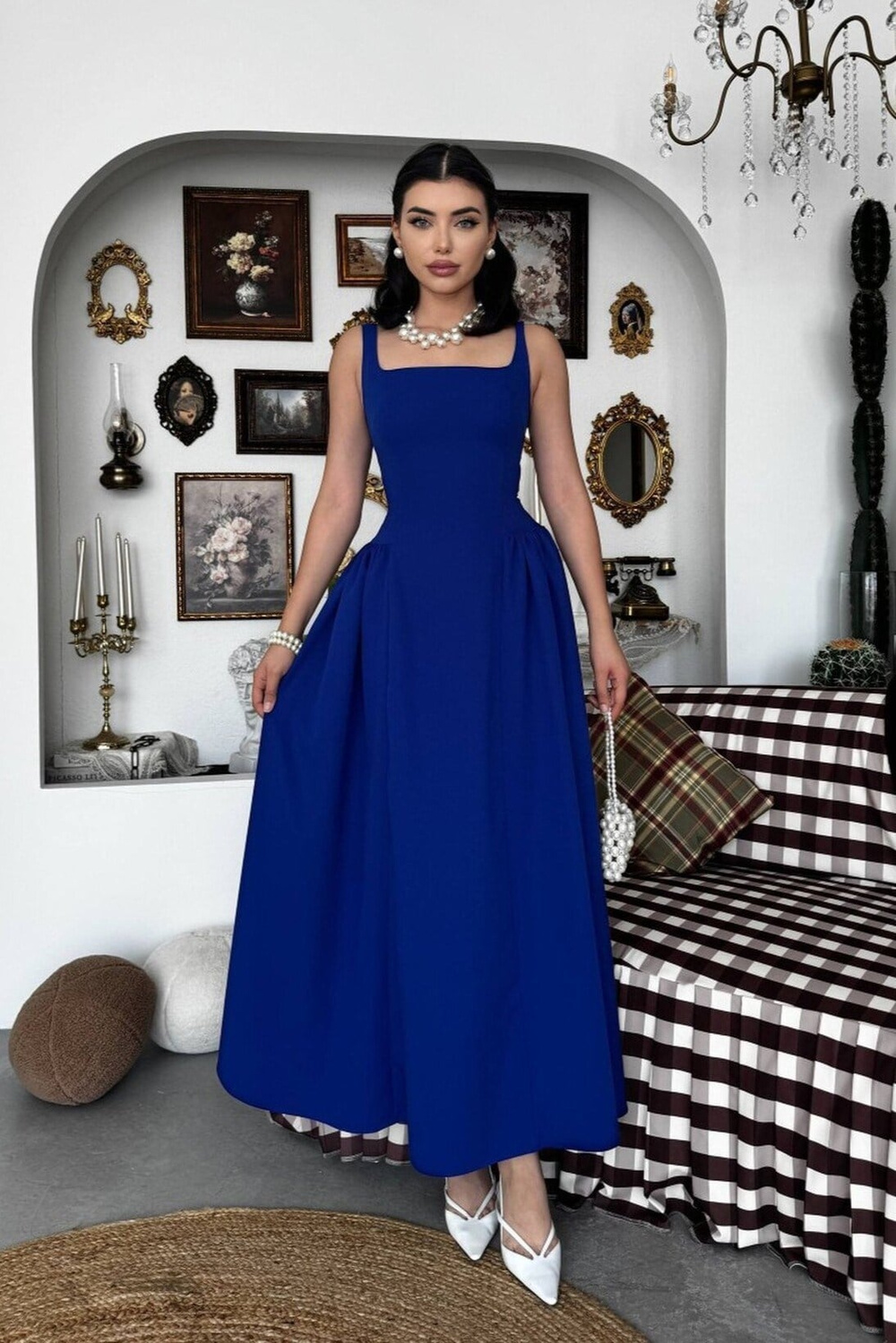 Heldi Pleated Dress - Sax Blue