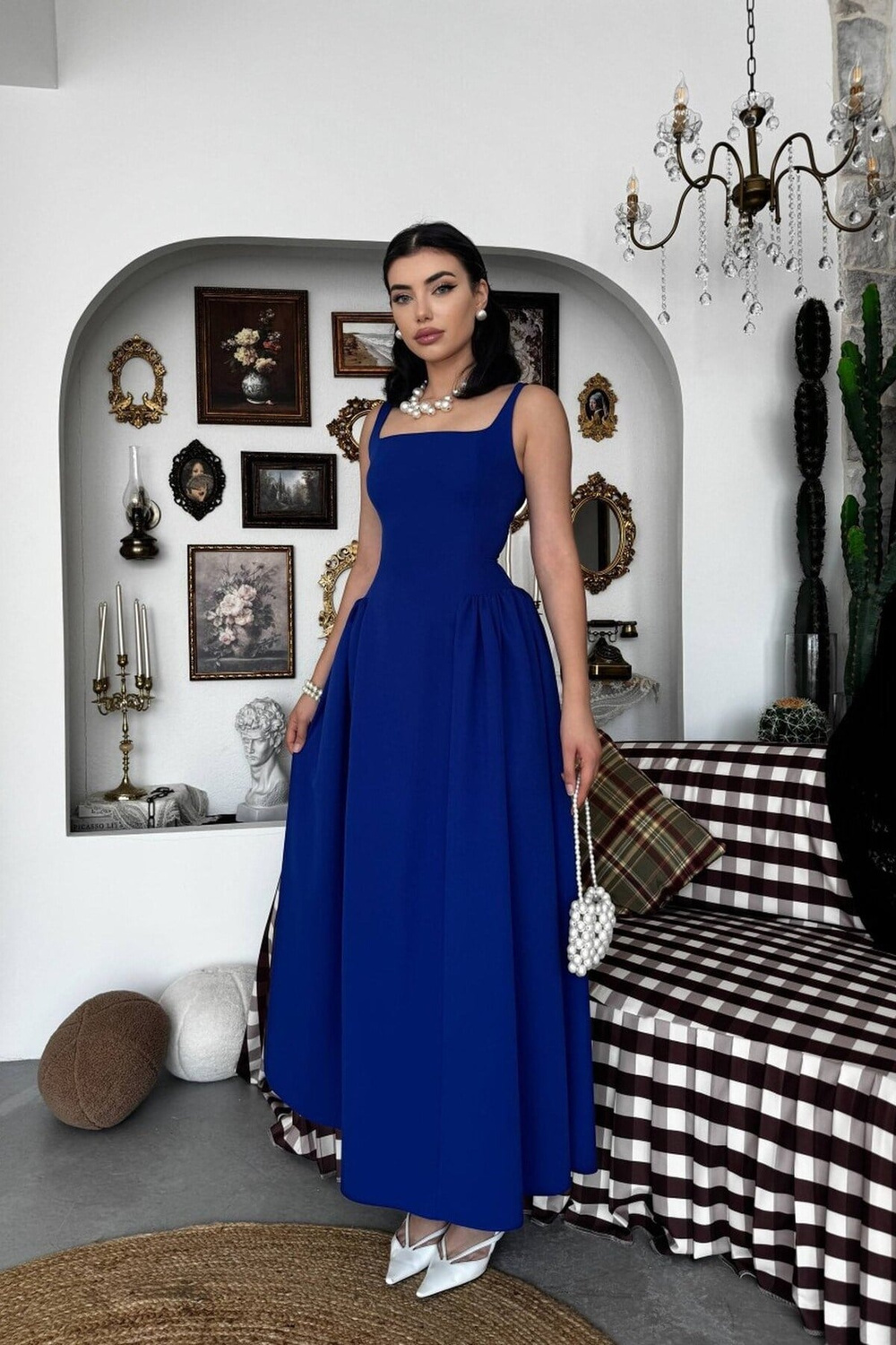 Heldi Pleated Dress - Sax Blue