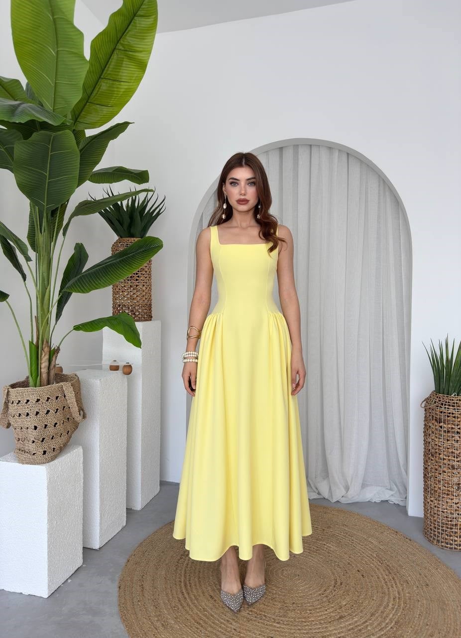 Heldi Pleated Dress - Yellow