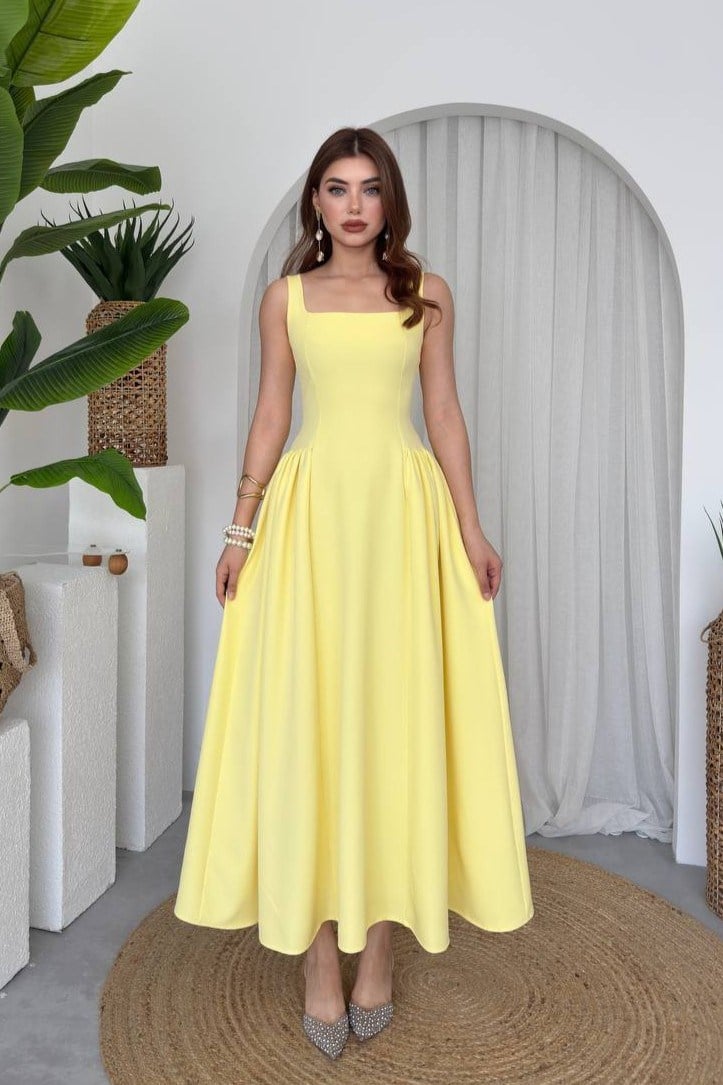 Heldi Pleated Dress - Yellow