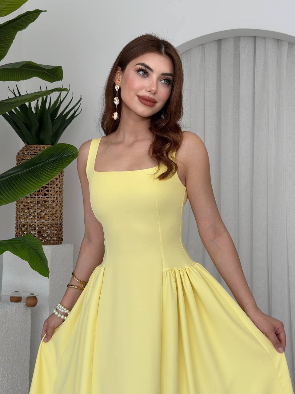 Heldi Pleated Dress - Yellow