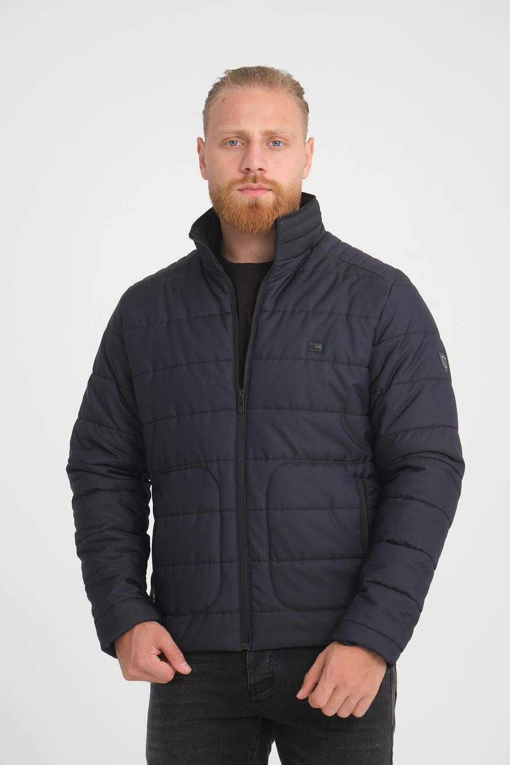 Wholesale Navy Ripstop Stand Collar Waterproof Jacket
