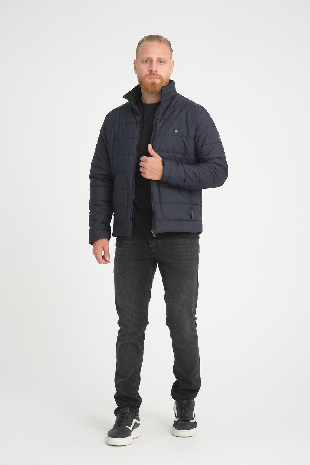 Wholesale Navy Ripstop Stand Collar Waterproof Jacket