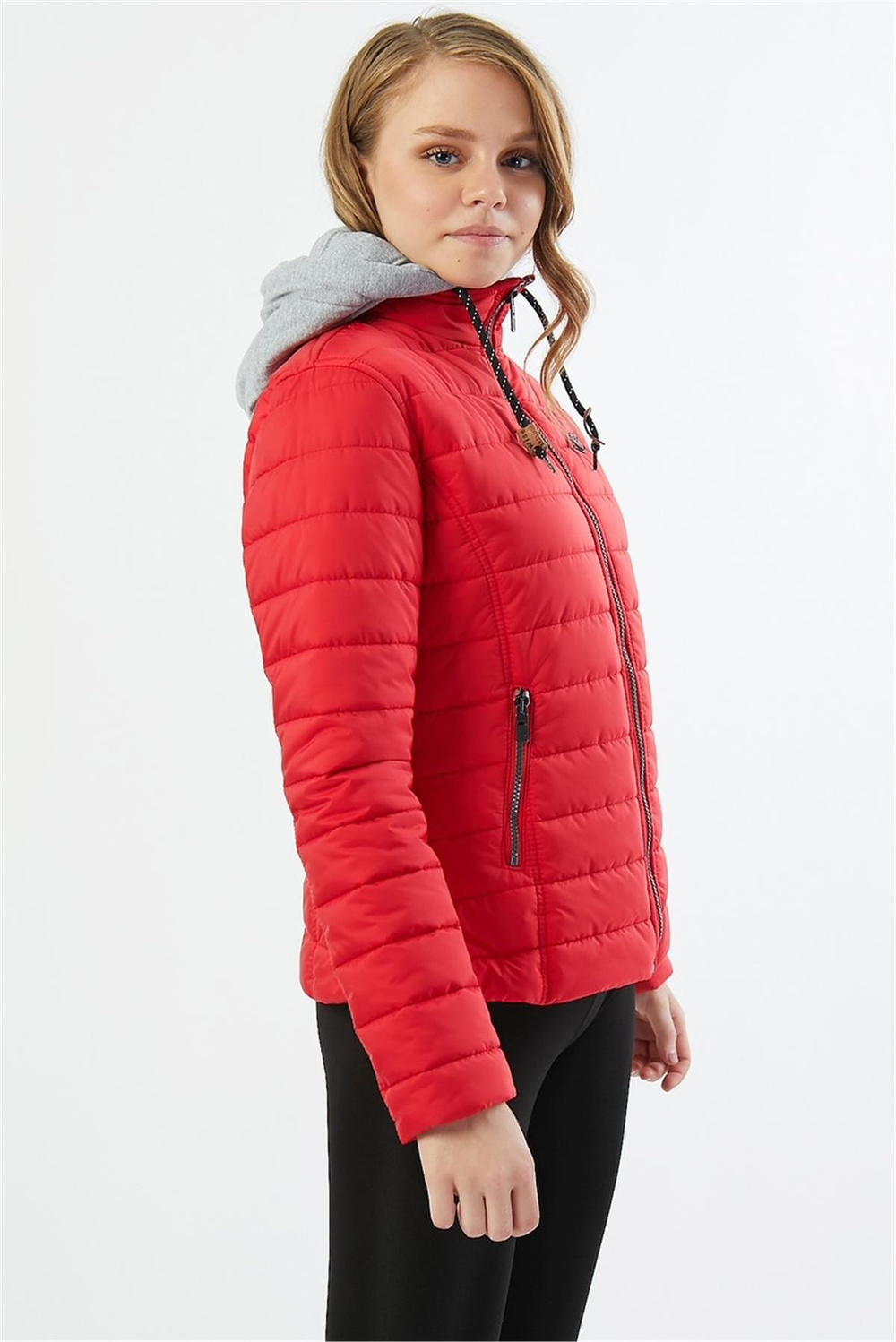 Wholesale Orange Jersey Lined Detachable Hood Puffer Vest