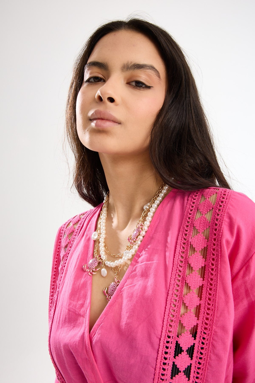 Pink Crab Necklace