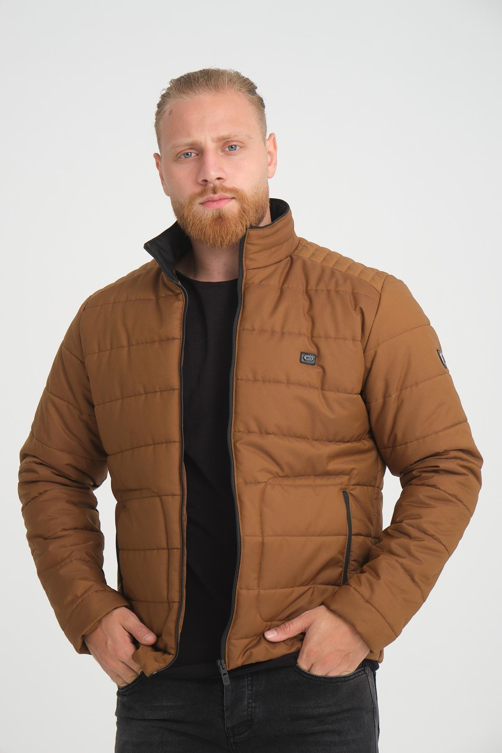 Wholesale Khaki Ripstop Stand Collar Waterproof Jacket