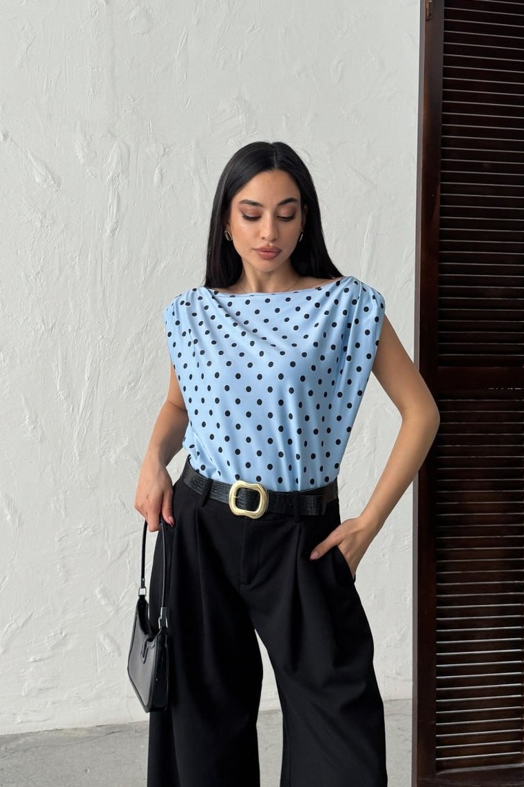 Wholesale Baby Blue Polka Dot Blouse