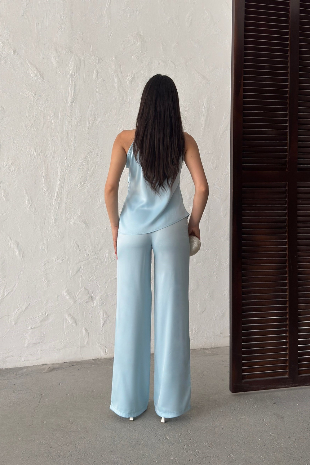 Wholesale Baby Blue Satin Trousers