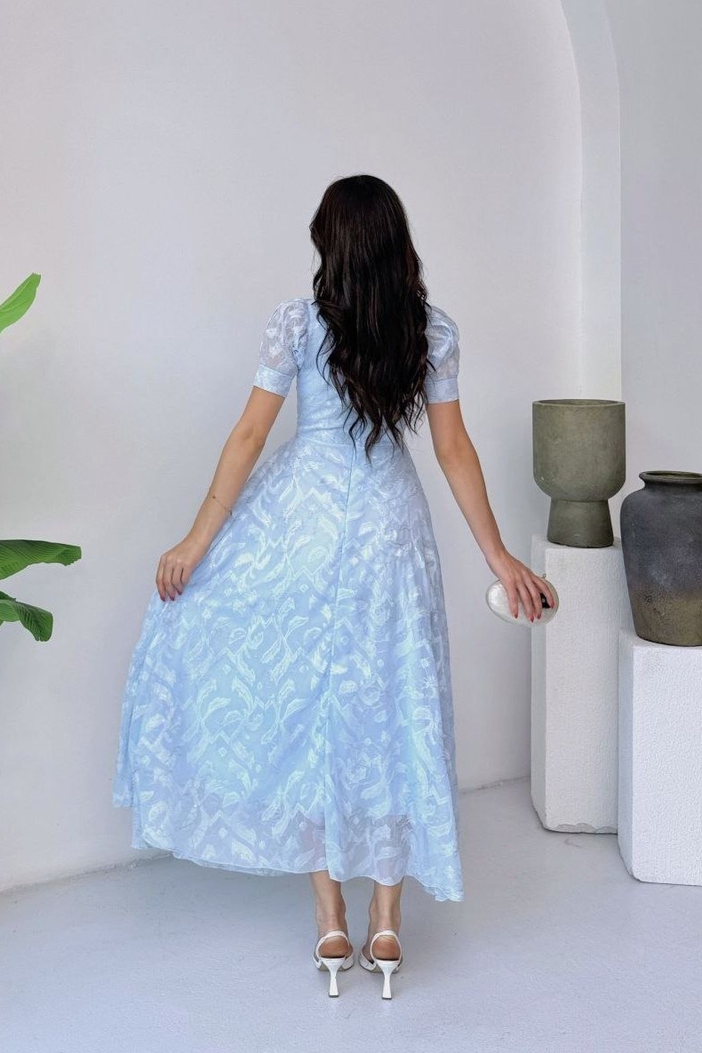 Wholesale Baby Blue Tulle Maxi Dress