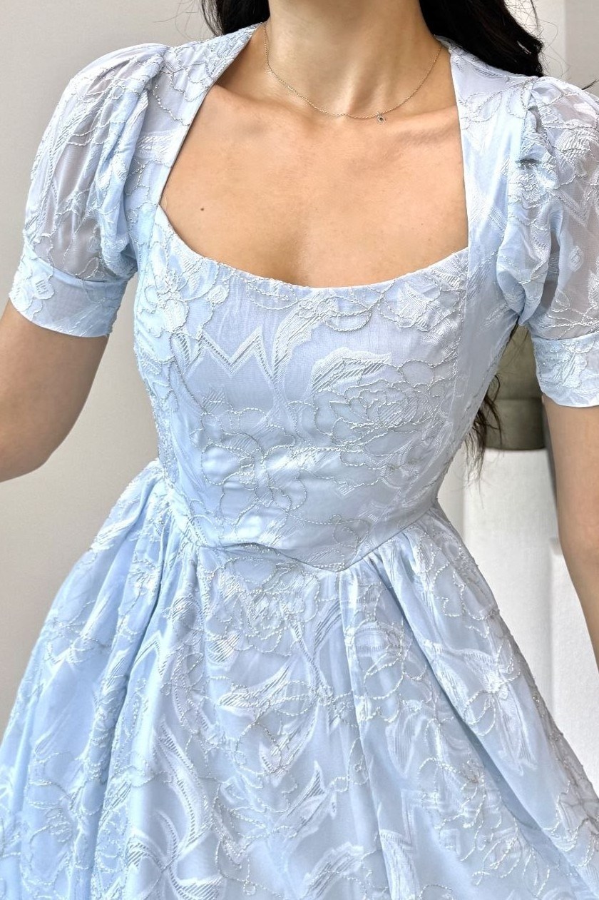 Wholesale Baby Blue Tulle Maxi Dress