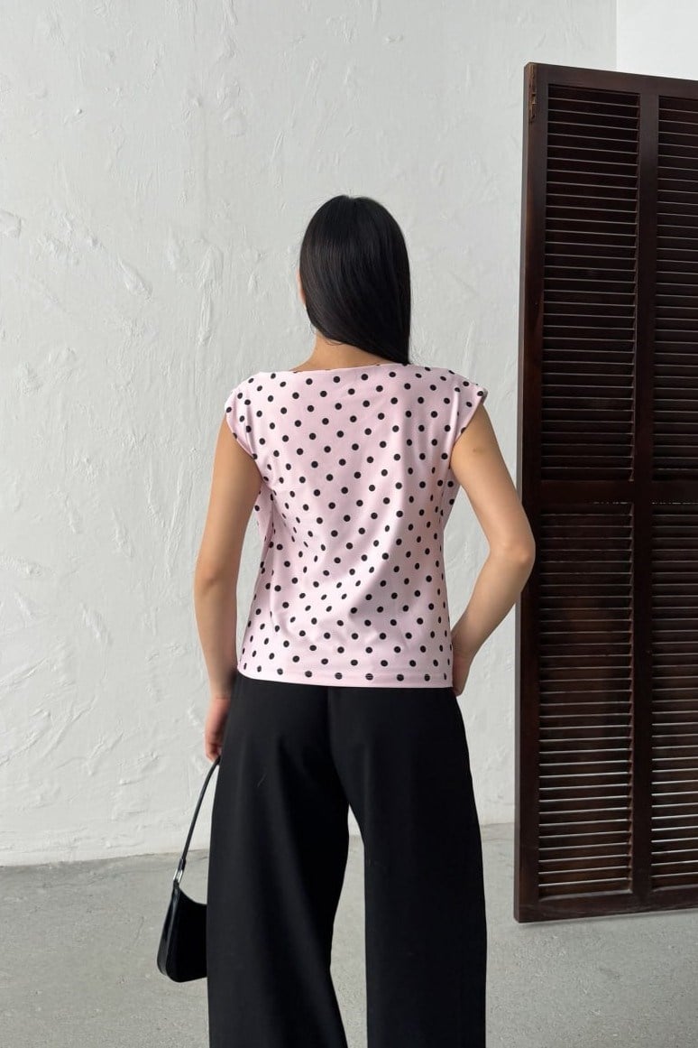 Wholesale Baby Pink Polka Dot Blouse