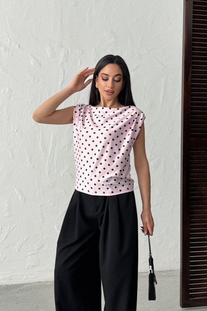 Wholesale Baby Pink Polka Dot Blouse