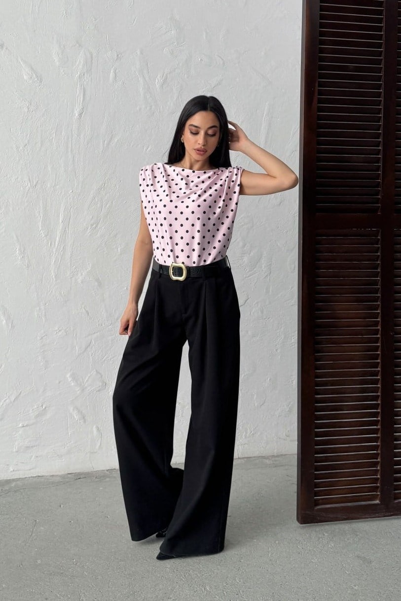 Wholesale Baby Pink Polka Dot Blouse