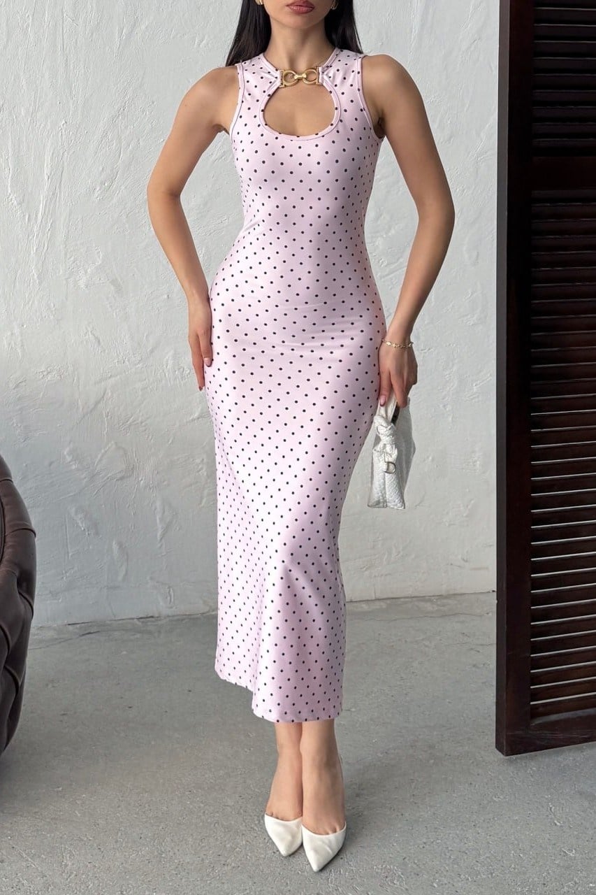 Wholesale Baby Pink Polka Dot Bodycon Dress