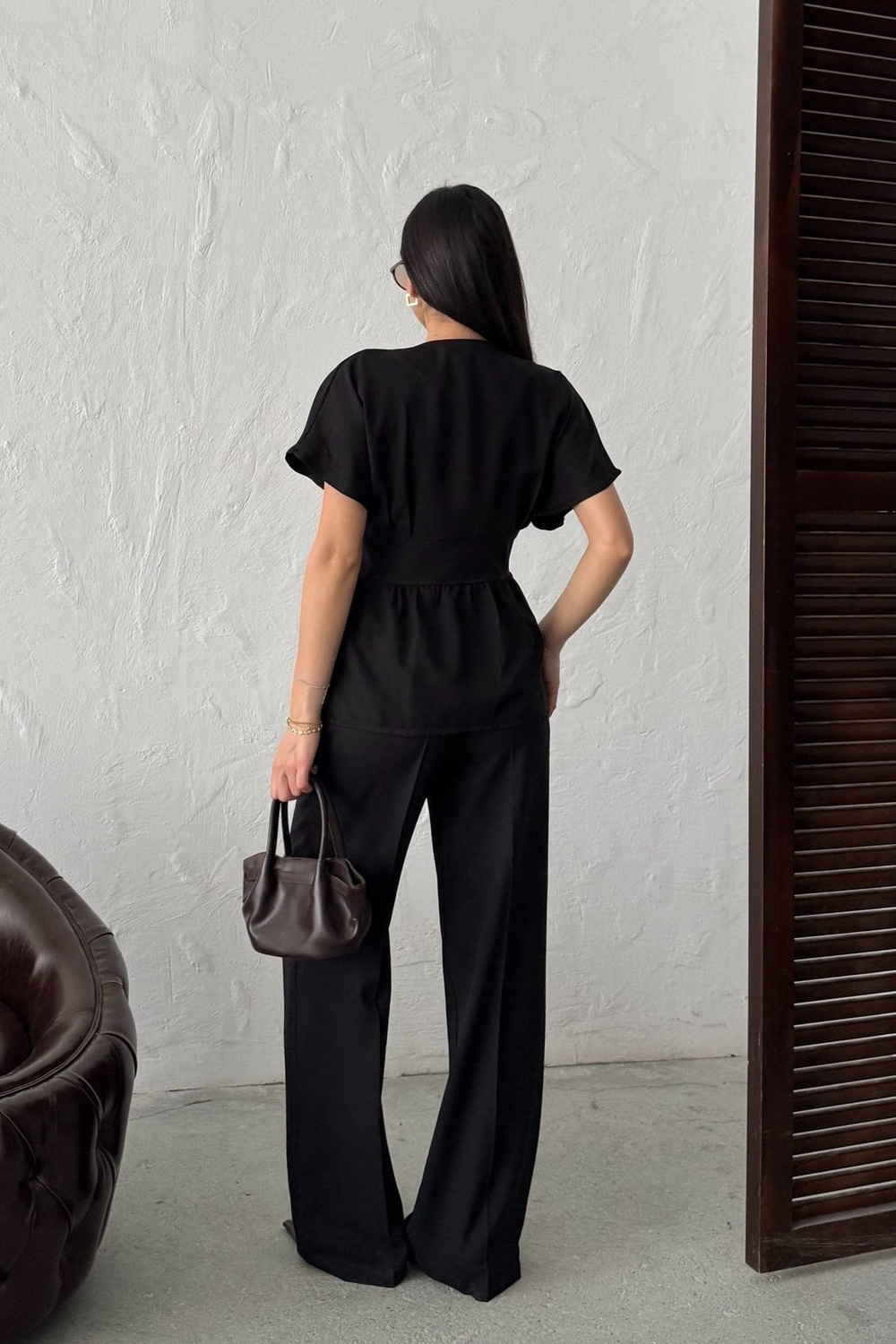 Wholesale Black Linen Two-Piece Suit