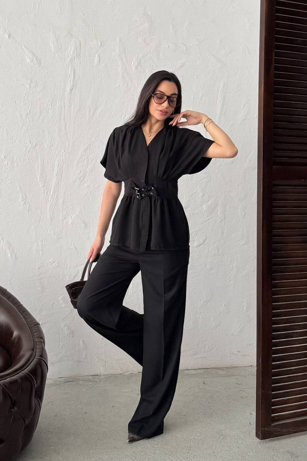 Wholesale Black Linen Two-Piece Suit